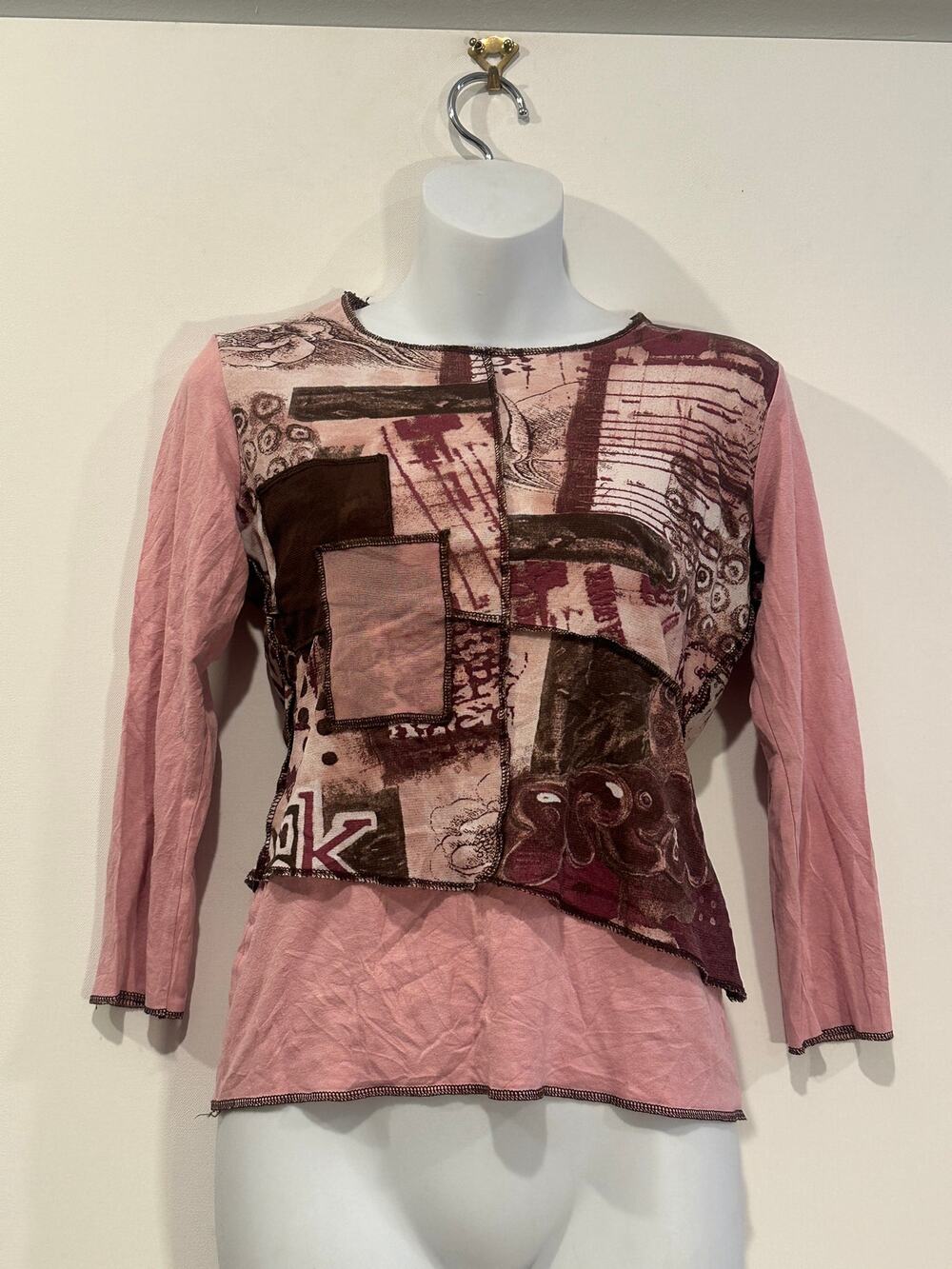 Vintage La Mode Est A Vous French Y2K Cherub Mesh Patchwork Top S